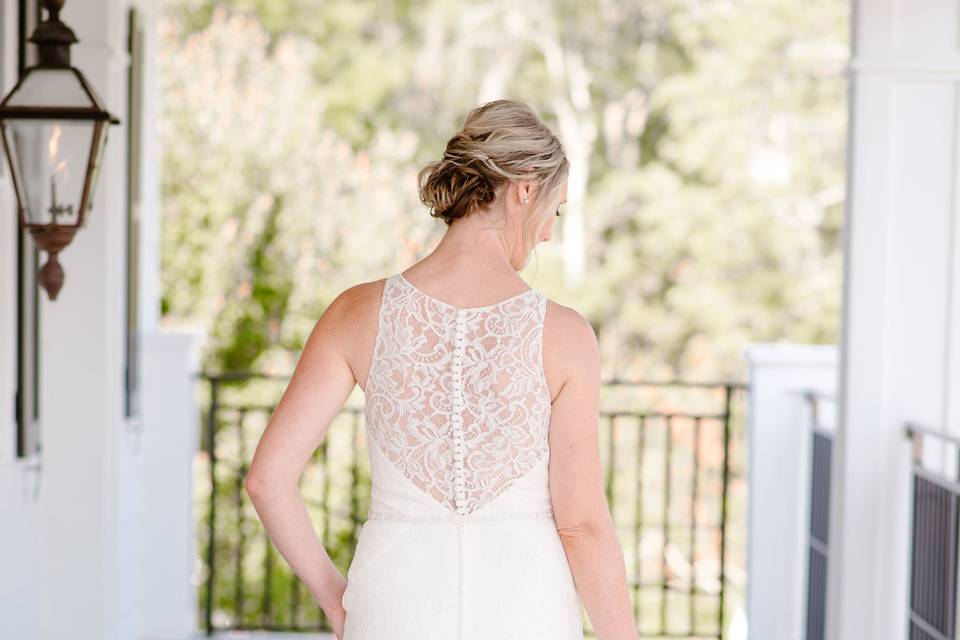 Bride in sheath dress