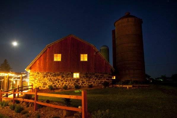 The Cedar Barn Shines at Night