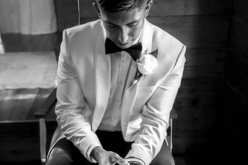 Groom getting ready