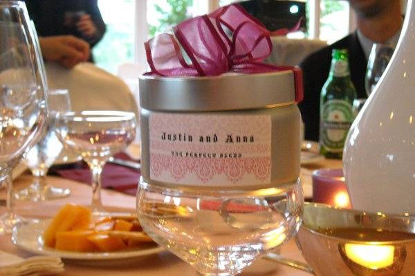 The tea blend for these favors were mixed specifically for Justin and Anna's wedding and the blend is called 