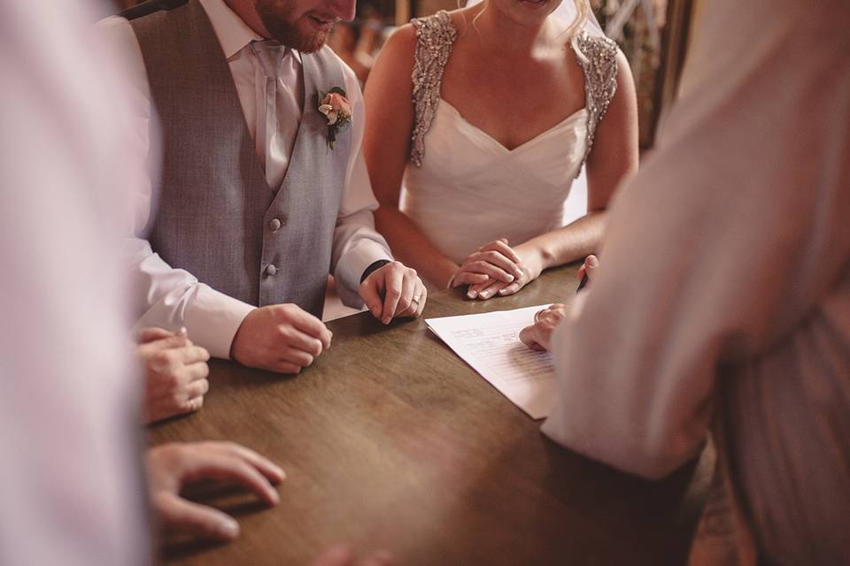 Signing the marriage license