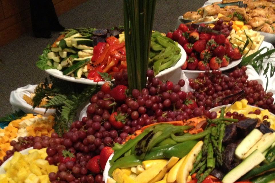 A Table Display has something for everyone, Fruit, Cheese and Vegetables all served with dips and crackers. This is one of our signature items and is sure to please.