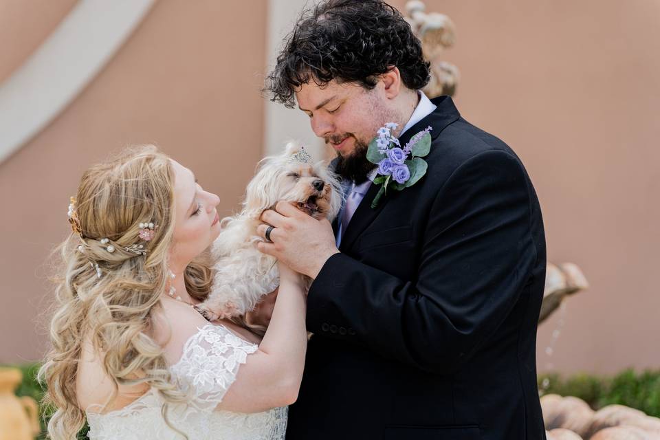 Newlywed with dog