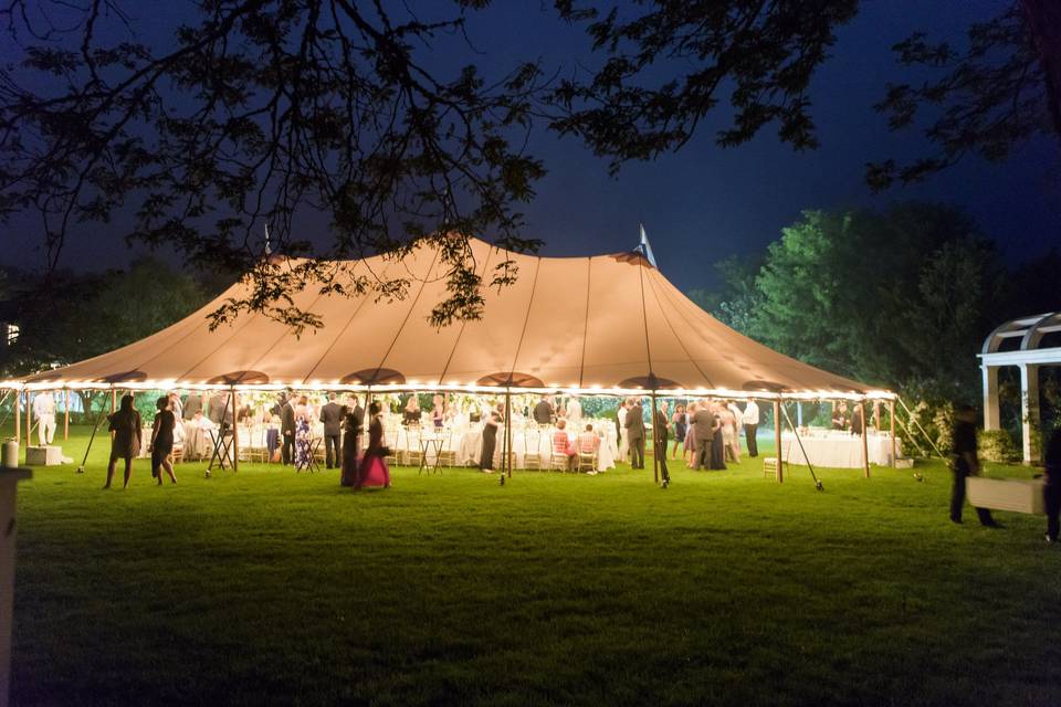 Tented dinner on the lawn