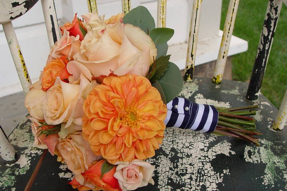 How can you top this wedding? Bridal bouquet of peonies, dahlias, lisianthus, stock & a mix of eucalyptus, dusty miller & olive branch for this bridal bouquet at Triple S Ranch. Love it! More to come thanks to ericjames.photography