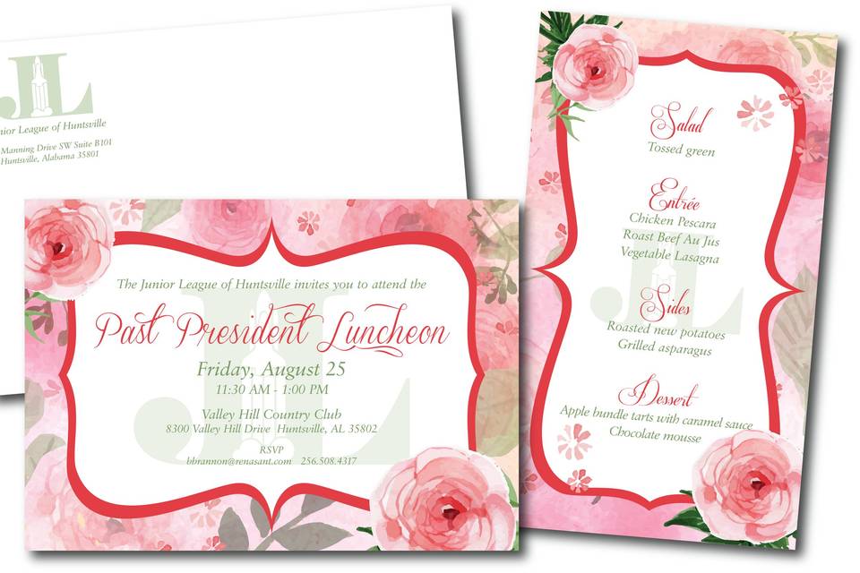 Luncheon invite and menu