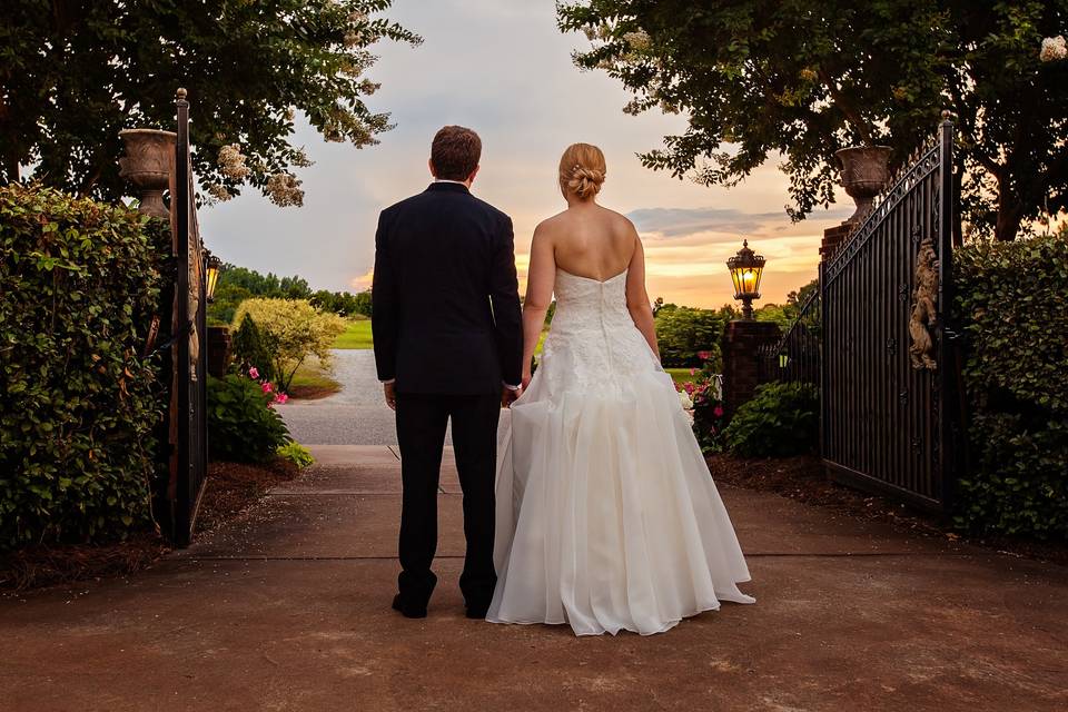 Bride and groom at Barclay Villa