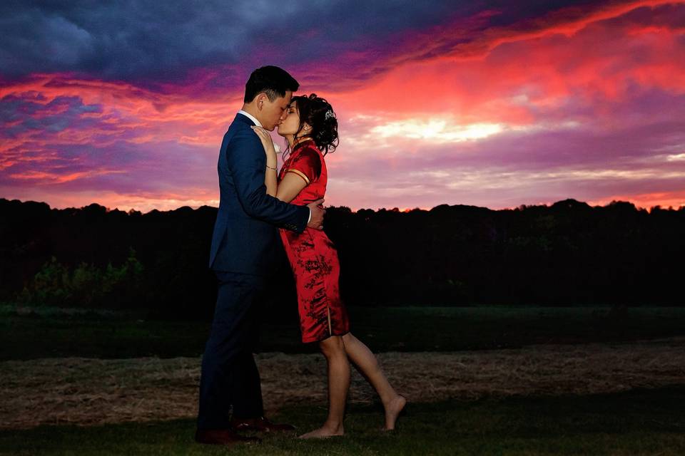 Bride and groom at the Manor at Carriage Farms