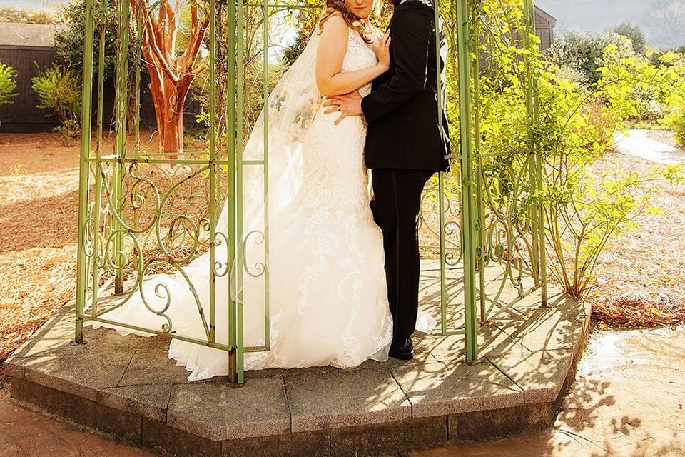 Bride and groom in love at Barclay Villa