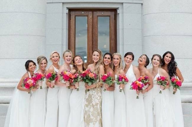 Cheerful bridal party