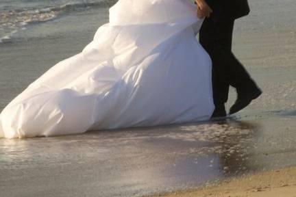 Wedding, beach, bride, groom