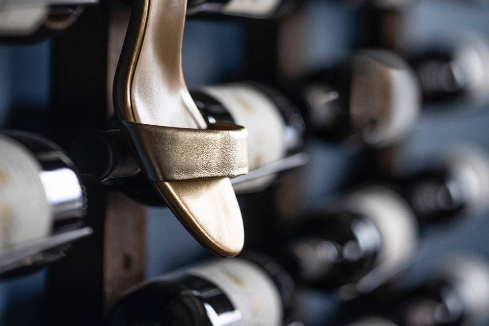 Wine wall in the library
