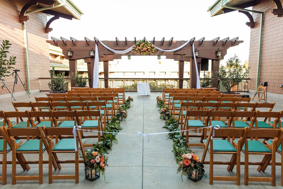 Terrace ceremony setup