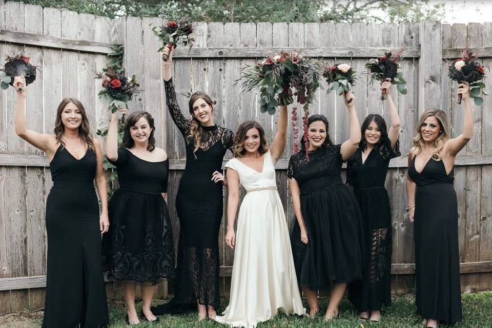 Bride and her bridesmaids