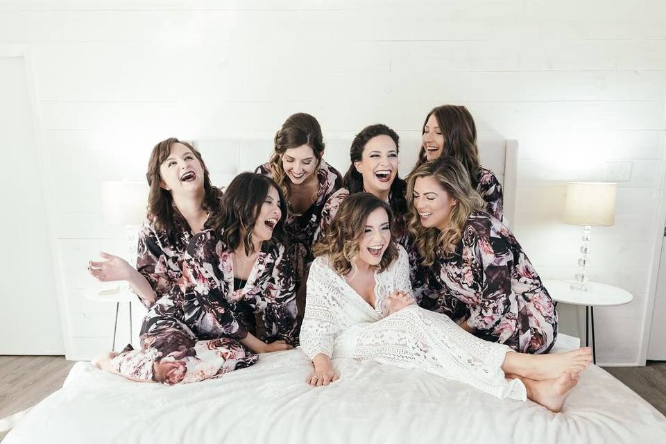 Bride and her bridesmaids