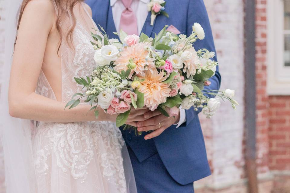 Navy and blush florals