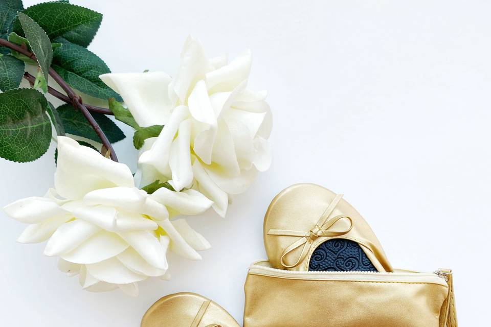 Gold shoes and bag