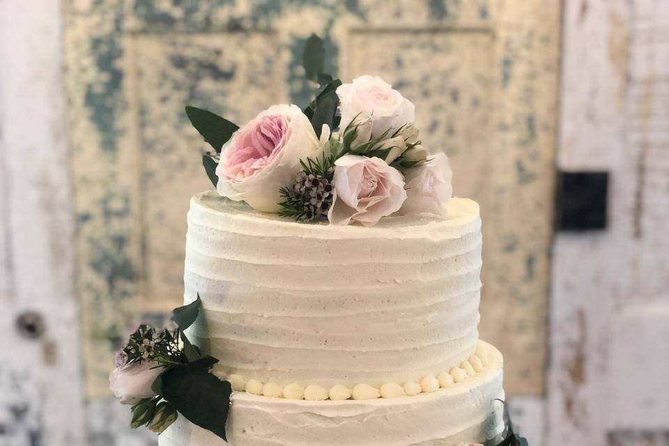 Three-tier wedding cake