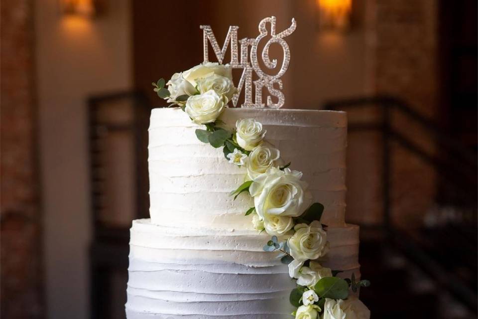 Three-tier wedding cake