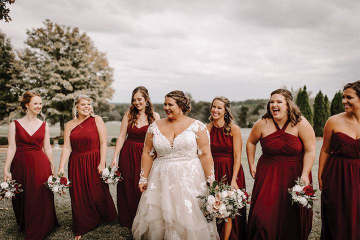 Bride and bridesmaids