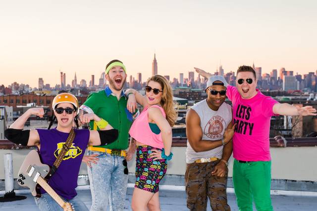 Rooftop shot in 90s outfits