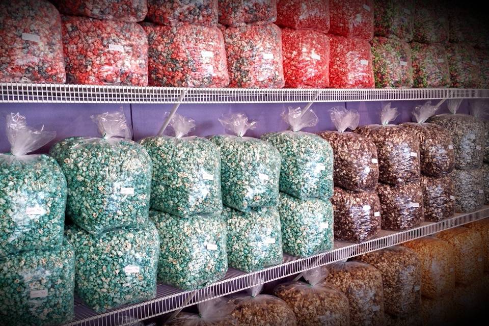 Over 40 flavors of air popped popcorn, hand made one batch at a time! We can create custom labels to give your popcorn a personal touch that everyone will love!