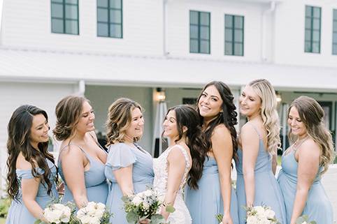 Wedding group in blue