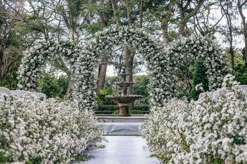 Beautiful florals and fountain