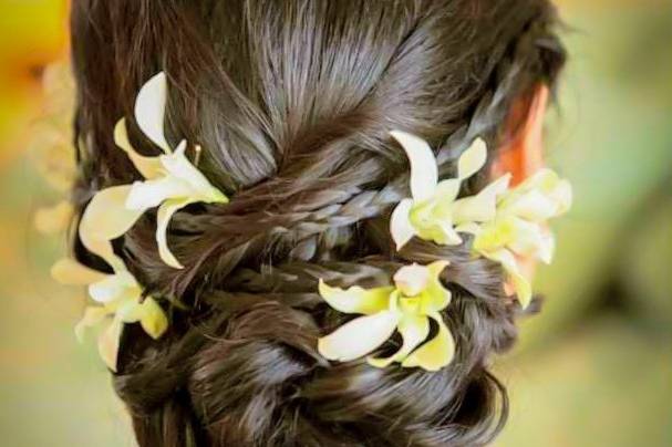 White orchids with braids