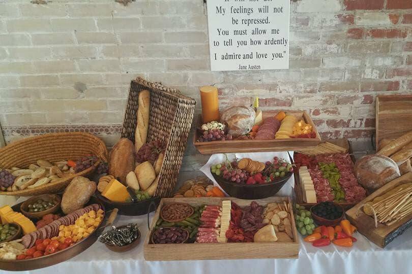 A delicious spread of bread, meat, and cheese