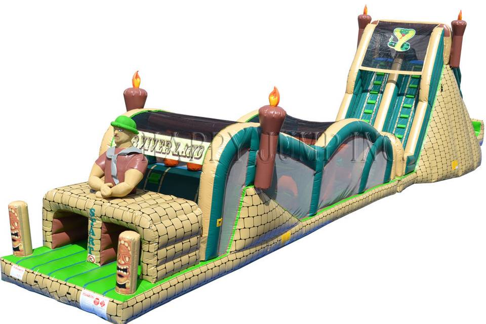 Survivor 78ft long double lane obstacle course with 19ft slide.