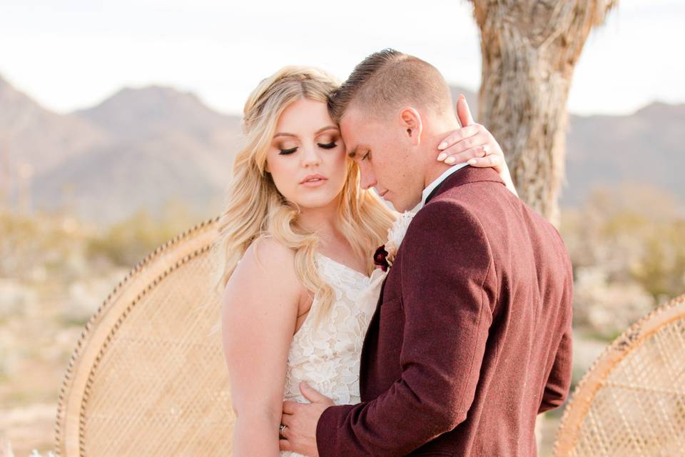 Boho bride and groom