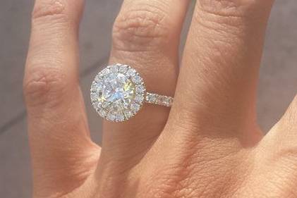 14 Karat White Gold Halo Diamond Engagement Ring