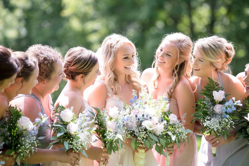 Bride and her bridesmaids