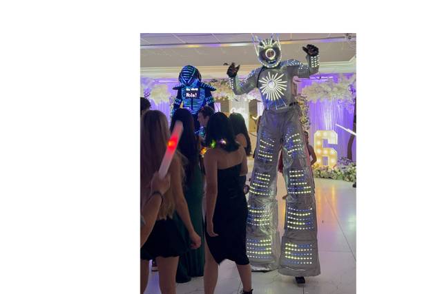 Stilt Walkers Having Fun!
