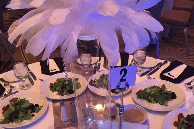 Table setup with centerpiece