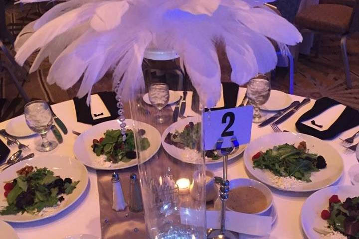 Table setup with centerpiece