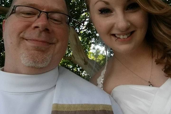 Bride with the officiant