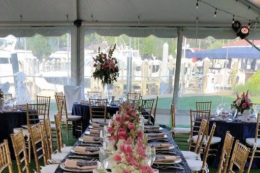 Table setup with centerpiece