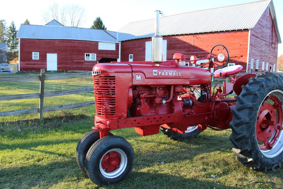 Red Tractor and Red Barn