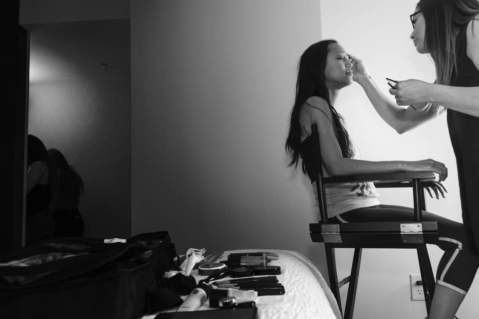 Bride getting ready