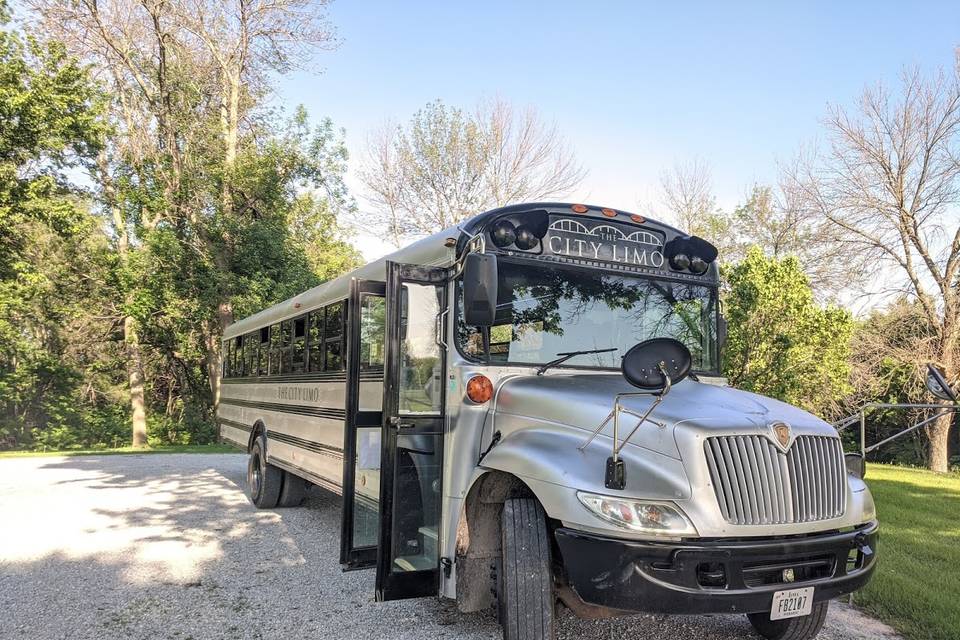 Silver Limo Bus