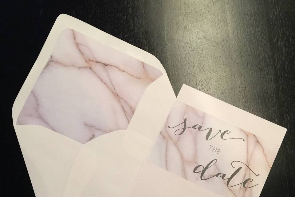 Modern, marble save the date