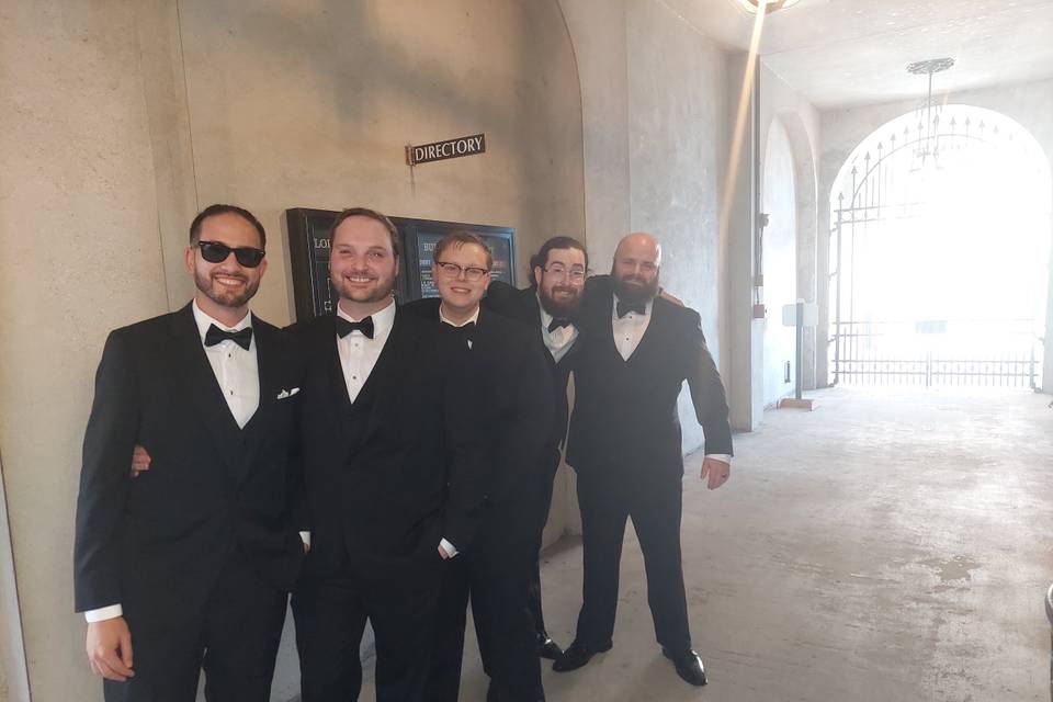 Excited Groomsmen