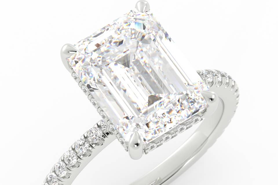 Emerald cut diamond engagement