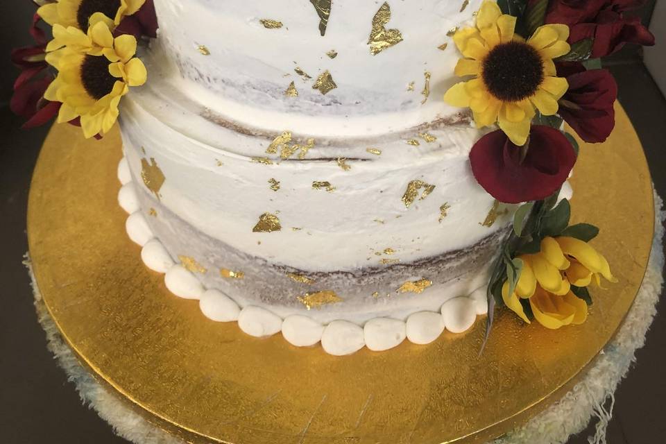 Naked sunflower cake