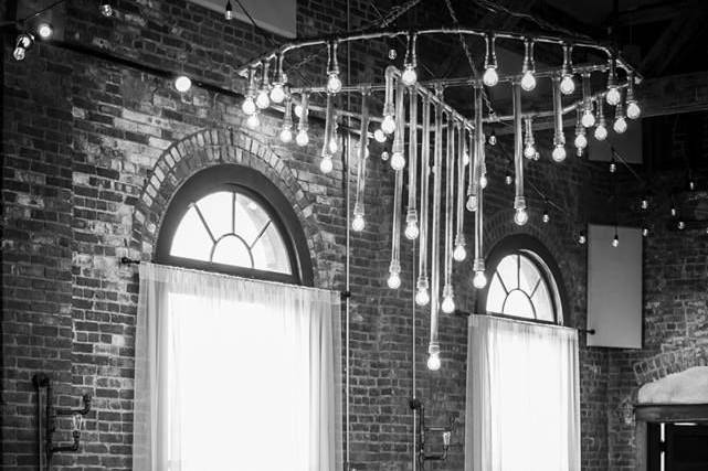 Events space and chandeliers