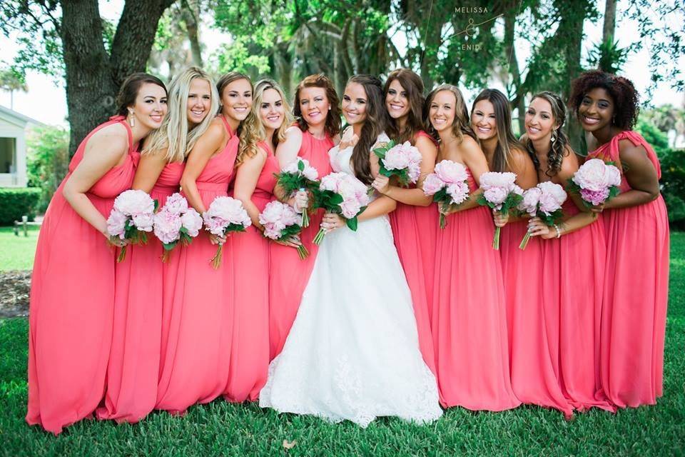 The bride with her bridesmaids