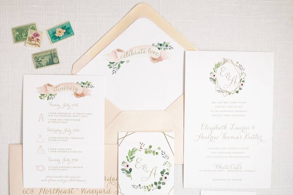 Floral Geometric Invitation