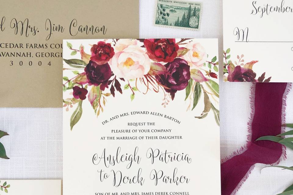 Dusty blue script invitation